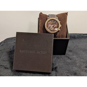 MICHAEL KORS RUNWAY CHRONOGRAPH DATE CERAMIC WOMEN'S WATCH in Espresso MK5517